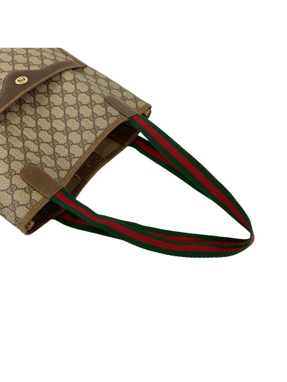 Gucci Vintage Sherry Line GG Logo Leather Tote Brown - Picture 4 of 10